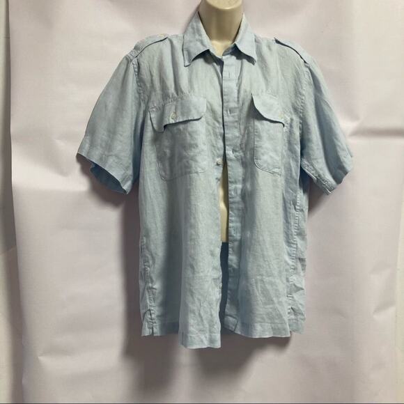 Fiii ITALIAN 100% LINEN SHORT SLEEVE SHIRT‎ SIZE M - Picture 1 of 5